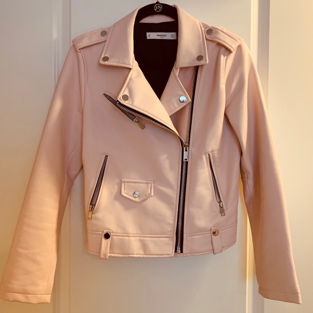 Mango Faux Leather Pink Motorcycle Jacket